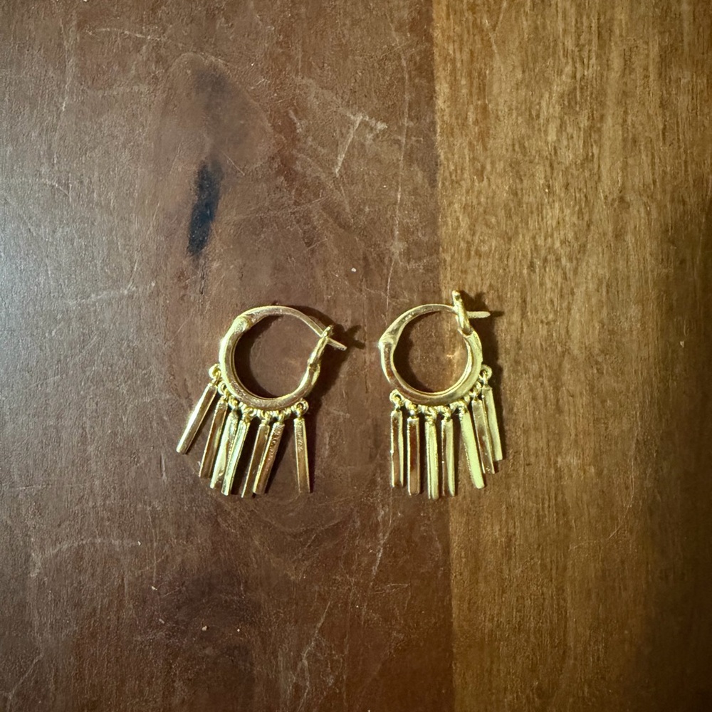 Pura Vida Gold Fringe Hoop Earrings